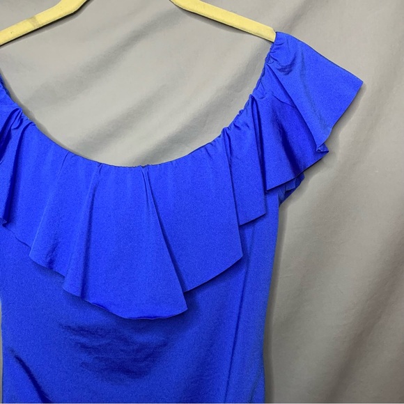 NWT Trina Turk off the shoulder ruffle one piece blue size 8

13 - Picture 6 of 14